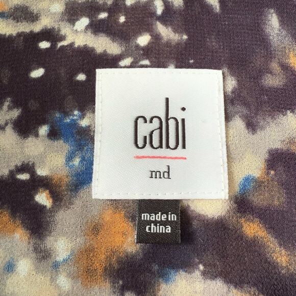 Cabi Starry Night Button Up Ruffle Chiffon Blouse Top Size Medium - Picture 9 of 13